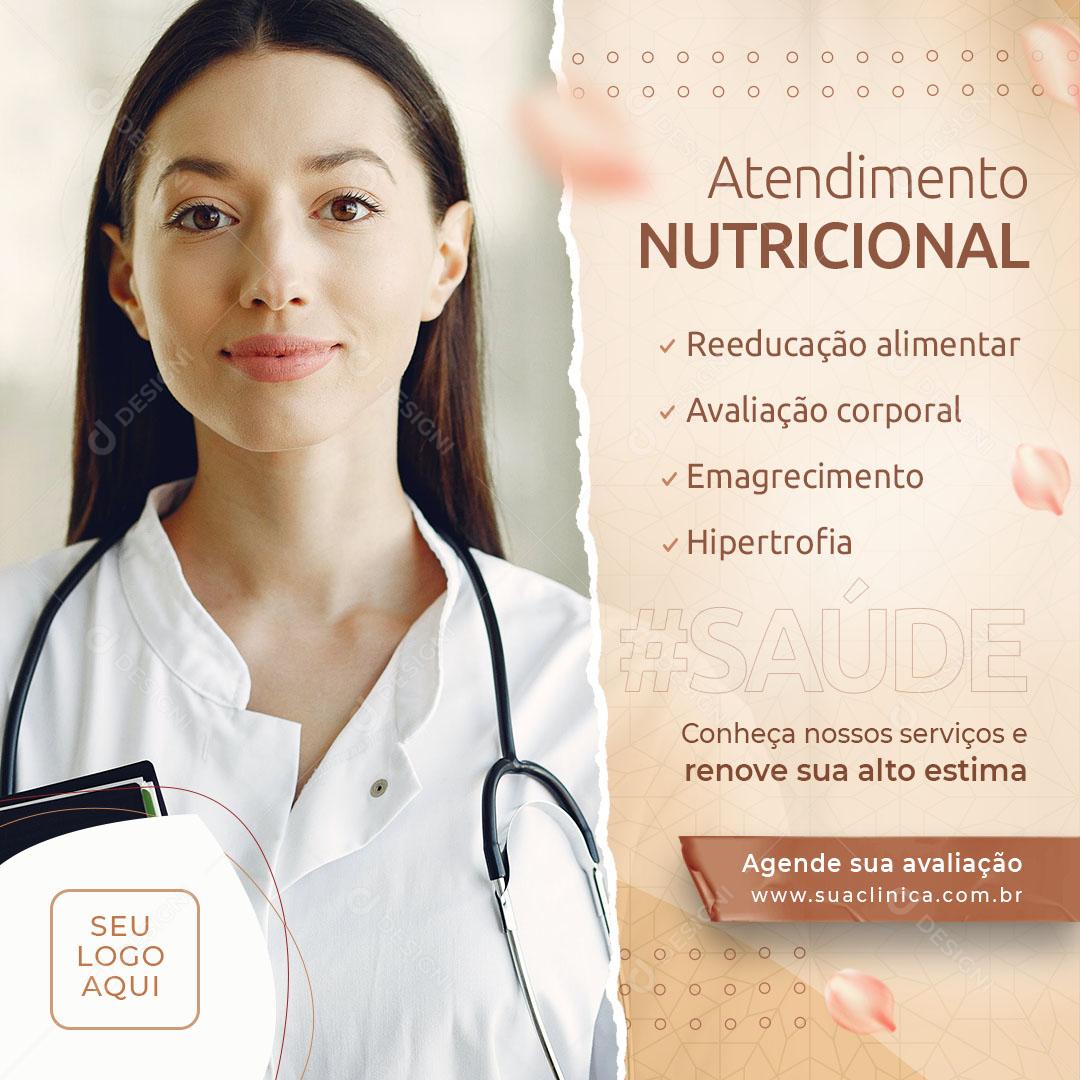 Post Feed Nutricionista Atendimento Nutricional Social Media PSD Editável
