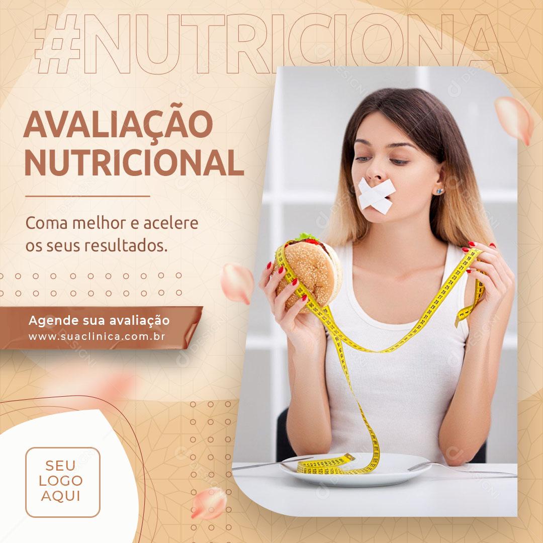 Post Feed Nutricionista Avaliação Nutricional Social Media PSD Editável