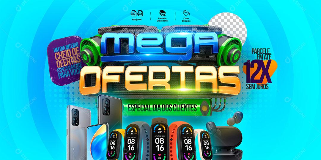 Post Banner Loja Mega Ofertas Produto Celular Eletronicos Social Media PSD Editável