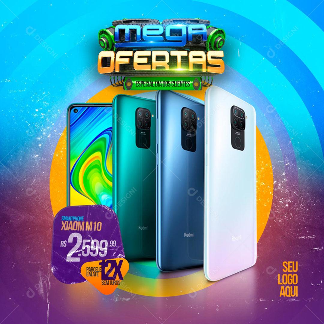 Post Feed Loja Mega Ofertas Celulares Eletronicos Social Media PSD Editável