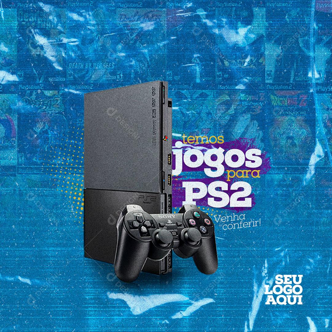 Post Feed Loja Temos Jogos Para PS2 Social Media PSD Editável