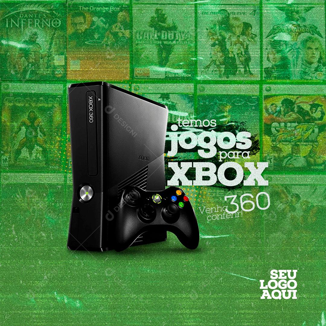 Post Feed Loja Temos Jogos Para Xbox 360 Social Media PSD Editável