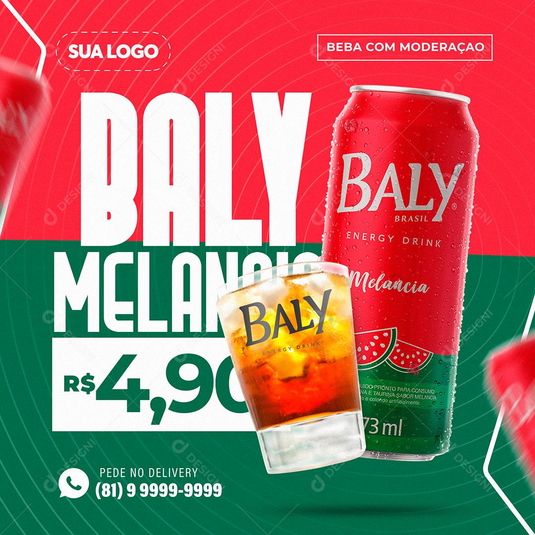 Baly Brasil Drink Energético Melancia Social Media PSD Editável