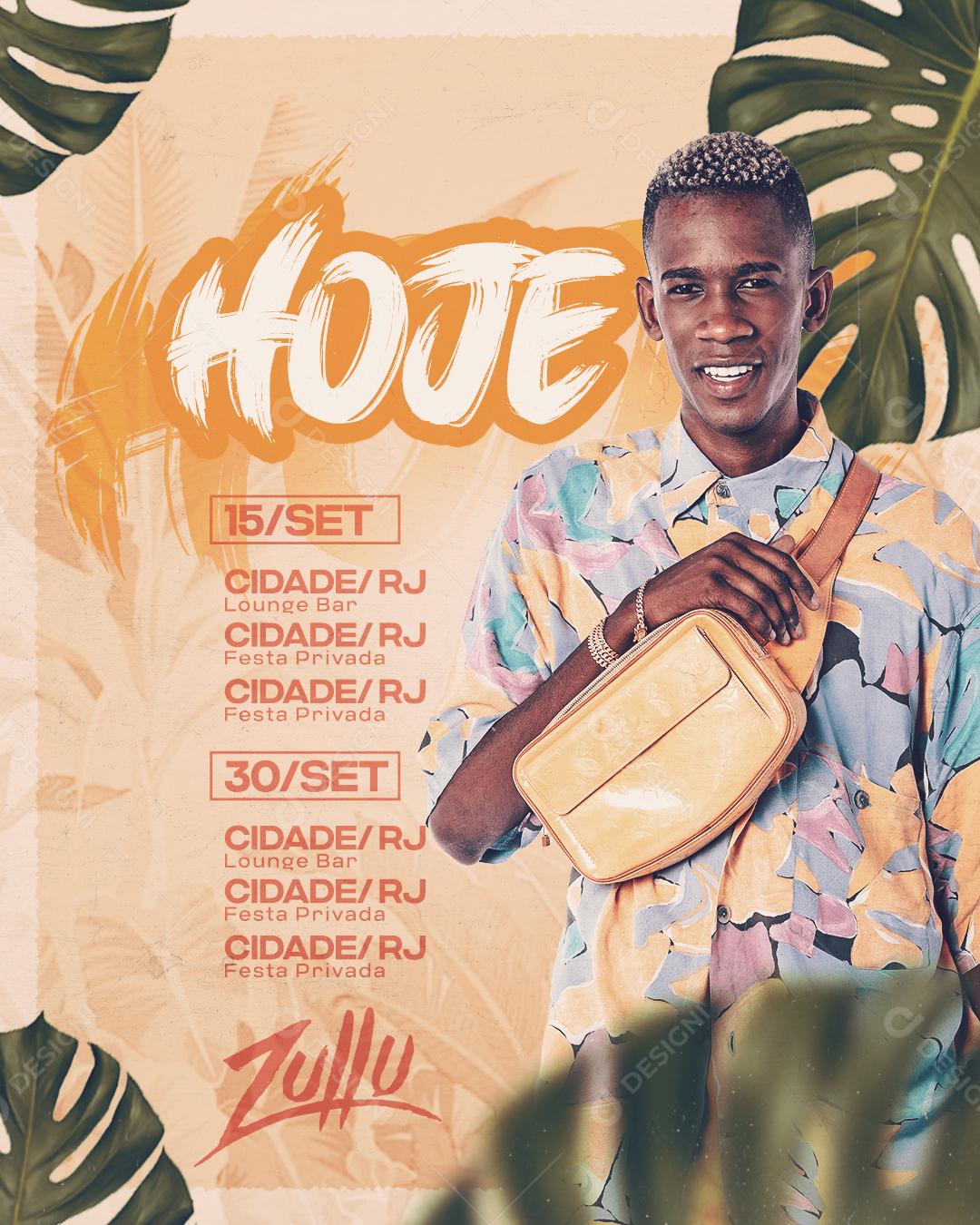 Flyer Agenda de Shows Artista Zullu Social Media PSD Editável