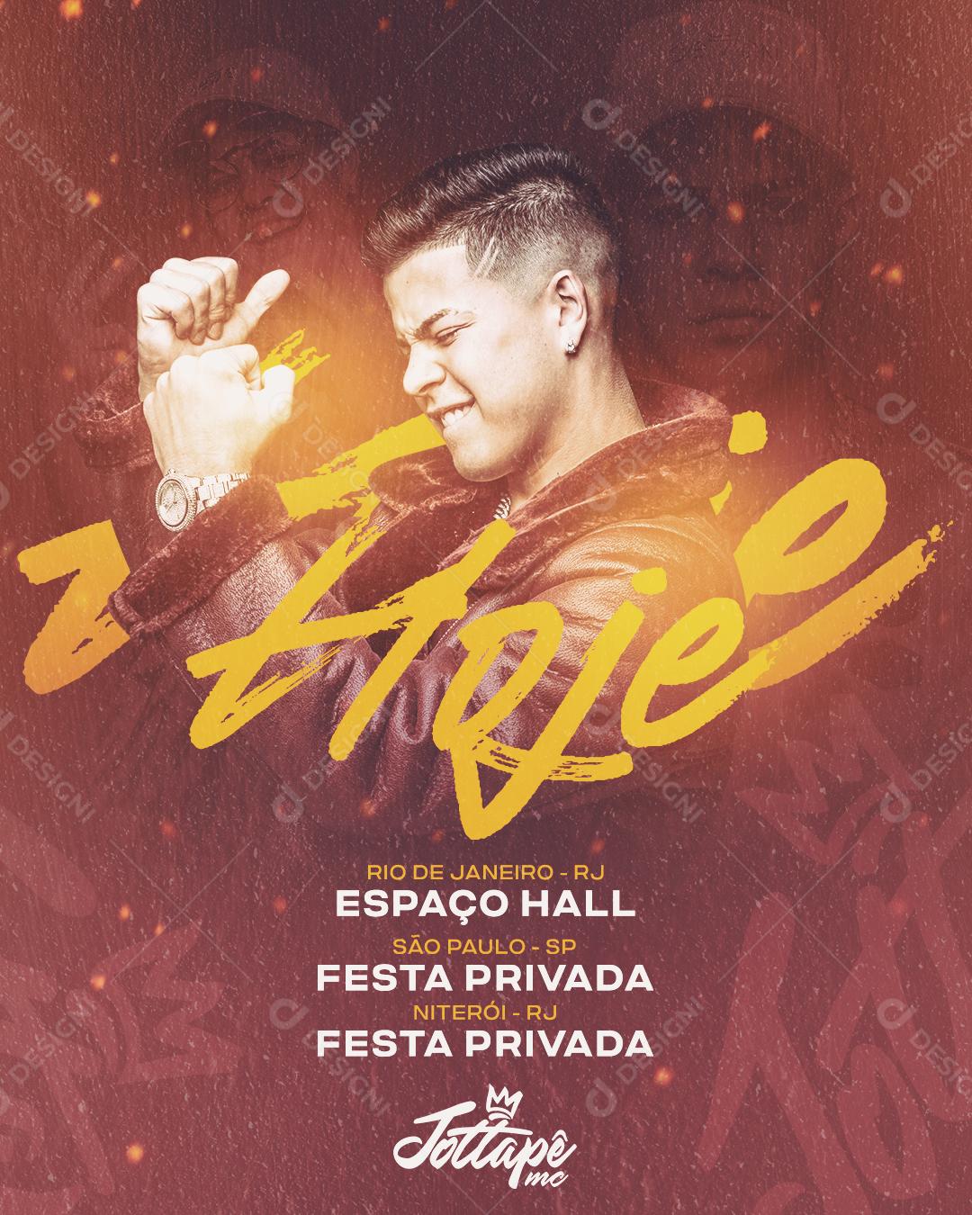 Flyer Agenda de Show Artista Jottapê Social Media PSD Editável