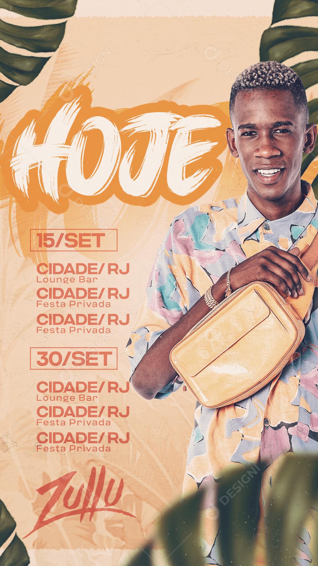 Flyer Story Agenda de Shows Artista Zullu Social Media PSD Editável