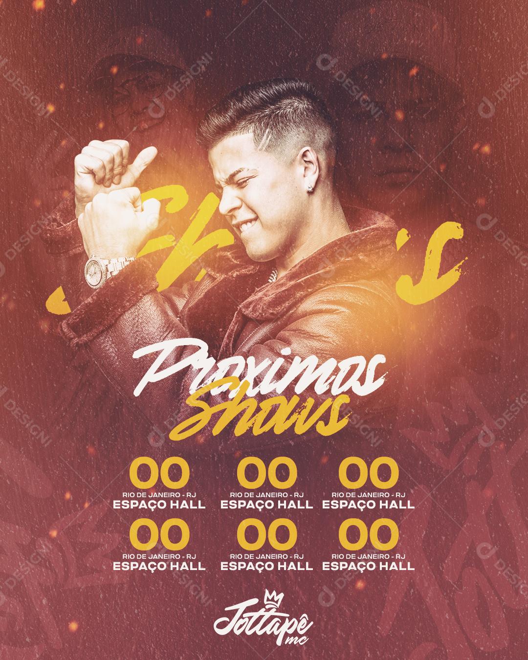 Flyer Proximo Shows Artista Jottapê Social Media PSD Editável