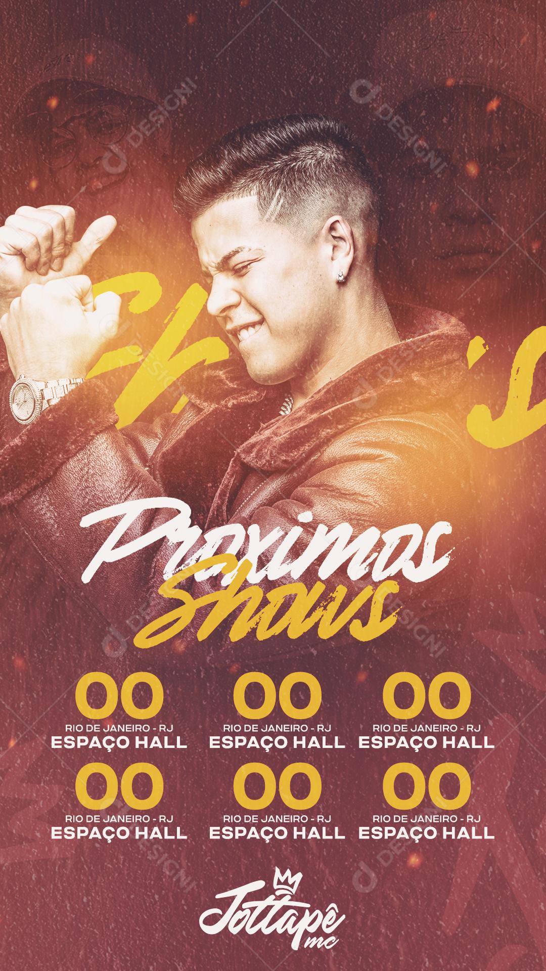 Flyer Story Proximo Shows Artista Jottapê Social Media PSD Editável