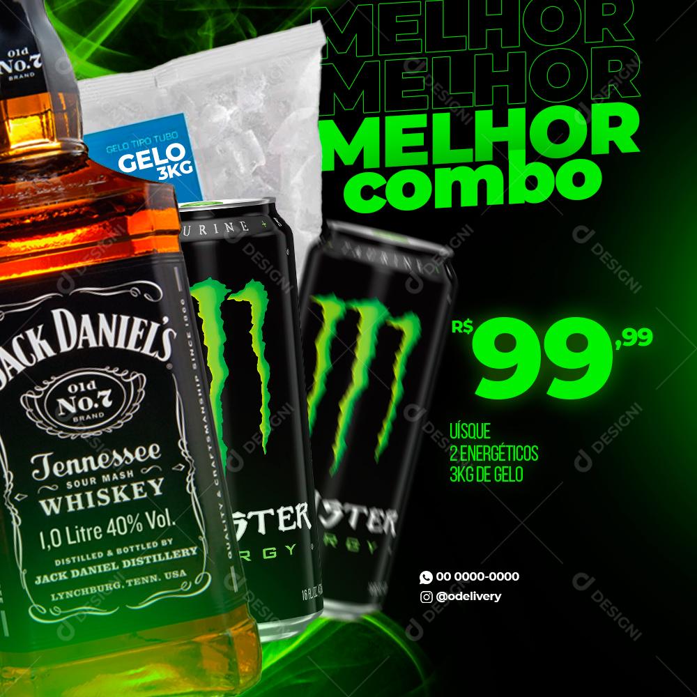 Melhor Combo Whisky e Energético Social Media PSD Editável