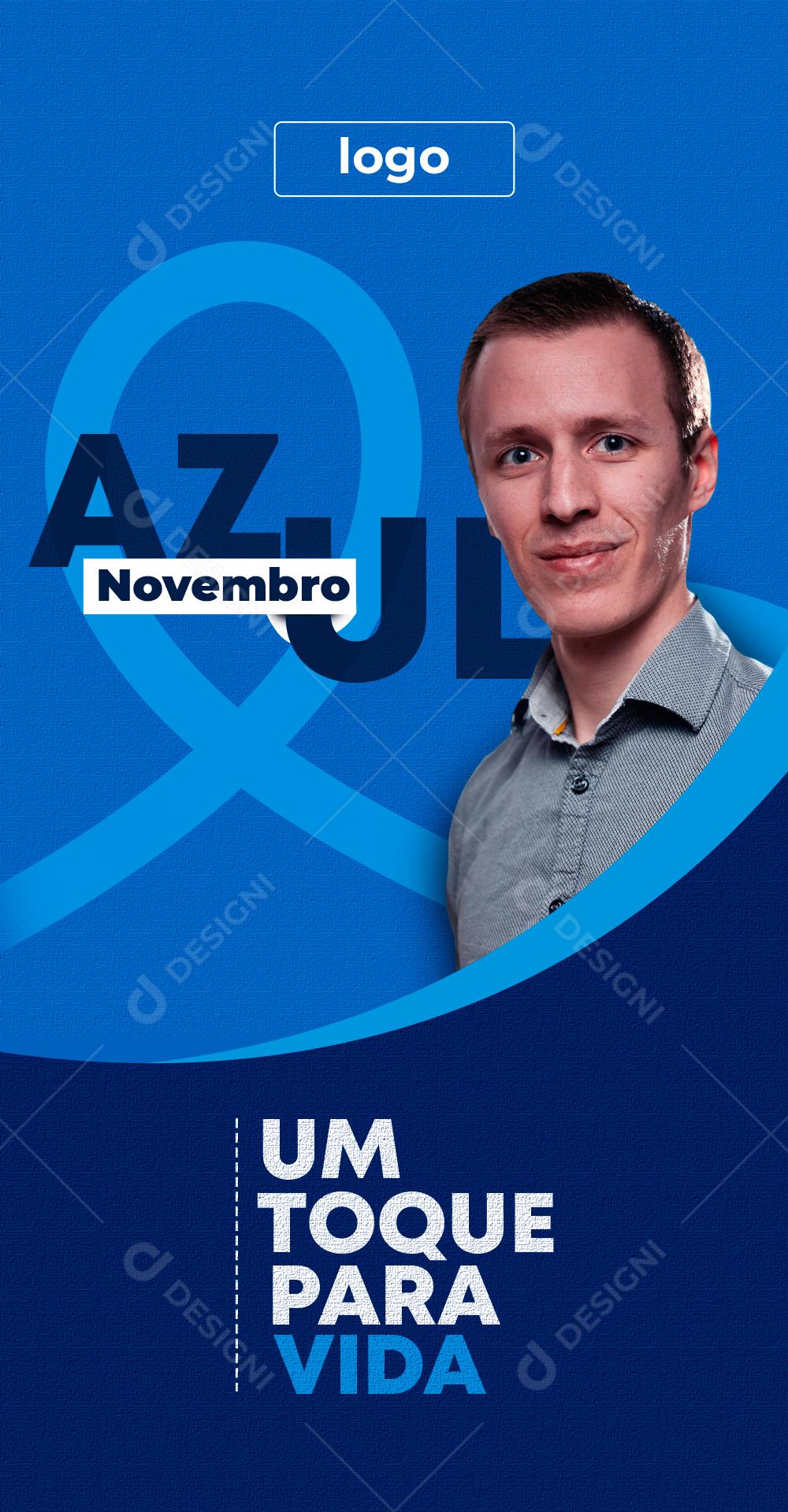 Novembro Azul Prevenção ao Câncer de Próstata Stories Social Media PSD Editáve