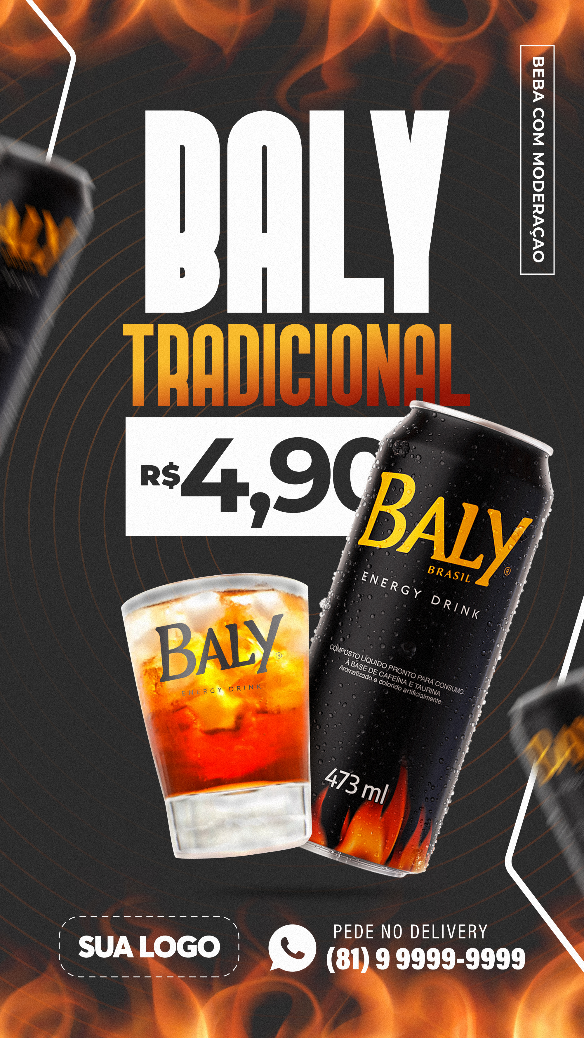 Post Story Bebida Energética Baly Tradicional Social Media PSD Editável