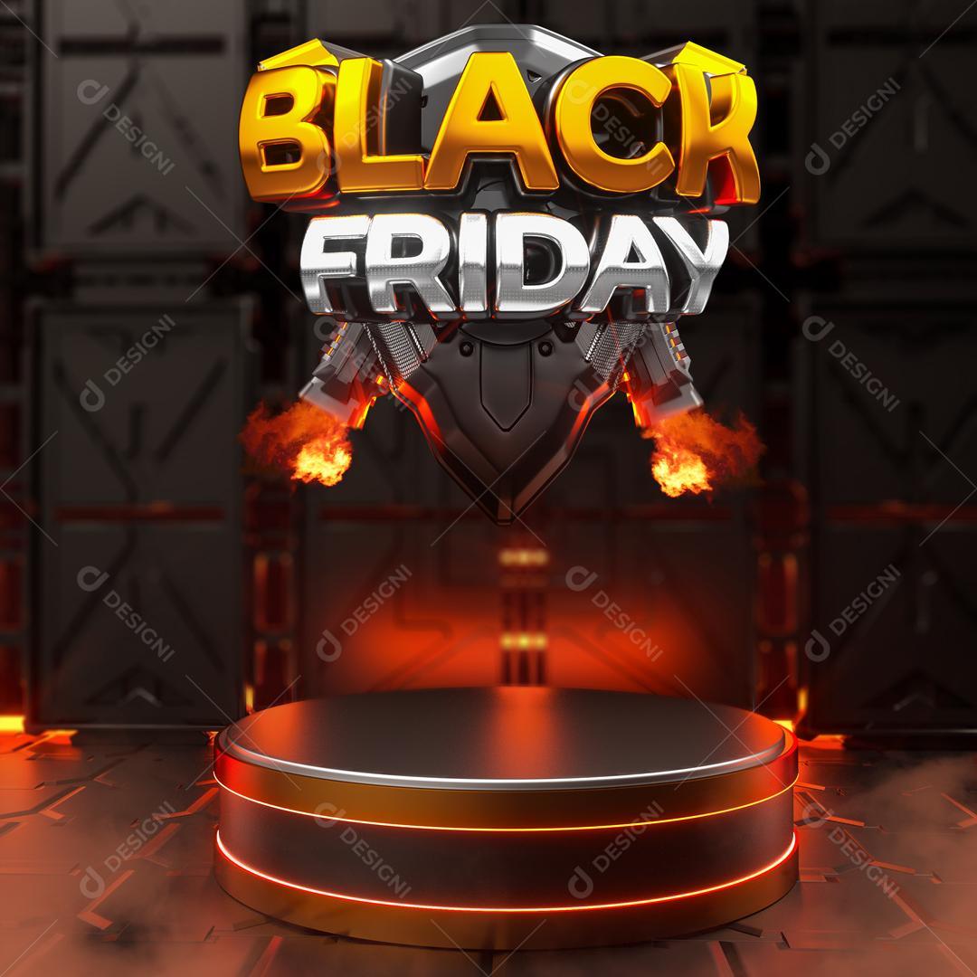 Background Black Friday Selo 3D Para Composição PSD Editável