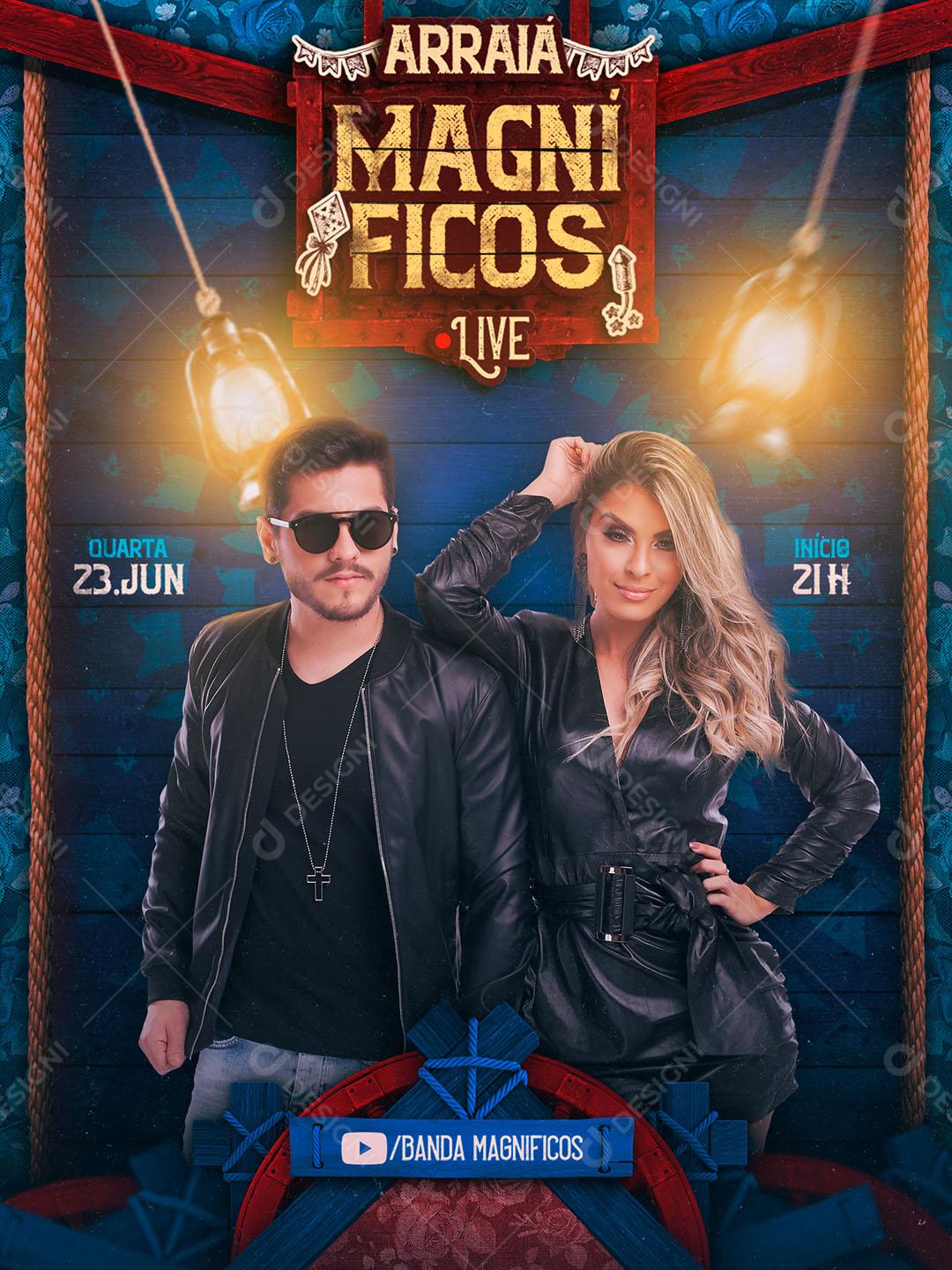 Flyer Show Evento Banda Magníficos Social Media PSD Editável