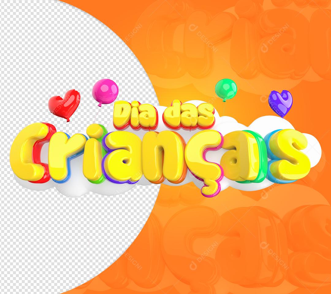 Dia das Crianças Selo 3D Para Composição PSD
