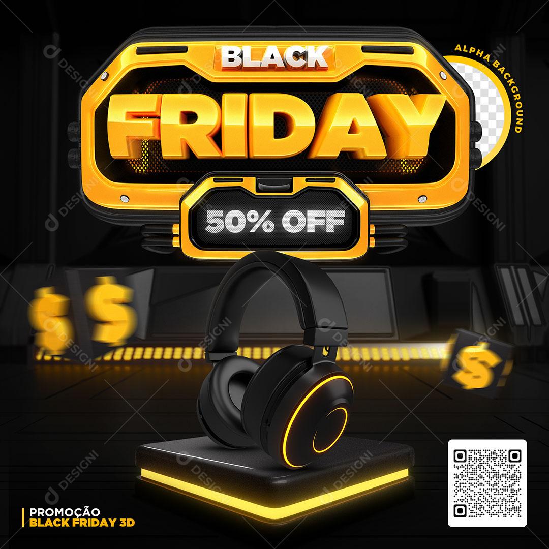 Post Feed Black Friday Produto Headset Social Media PSD Editável
