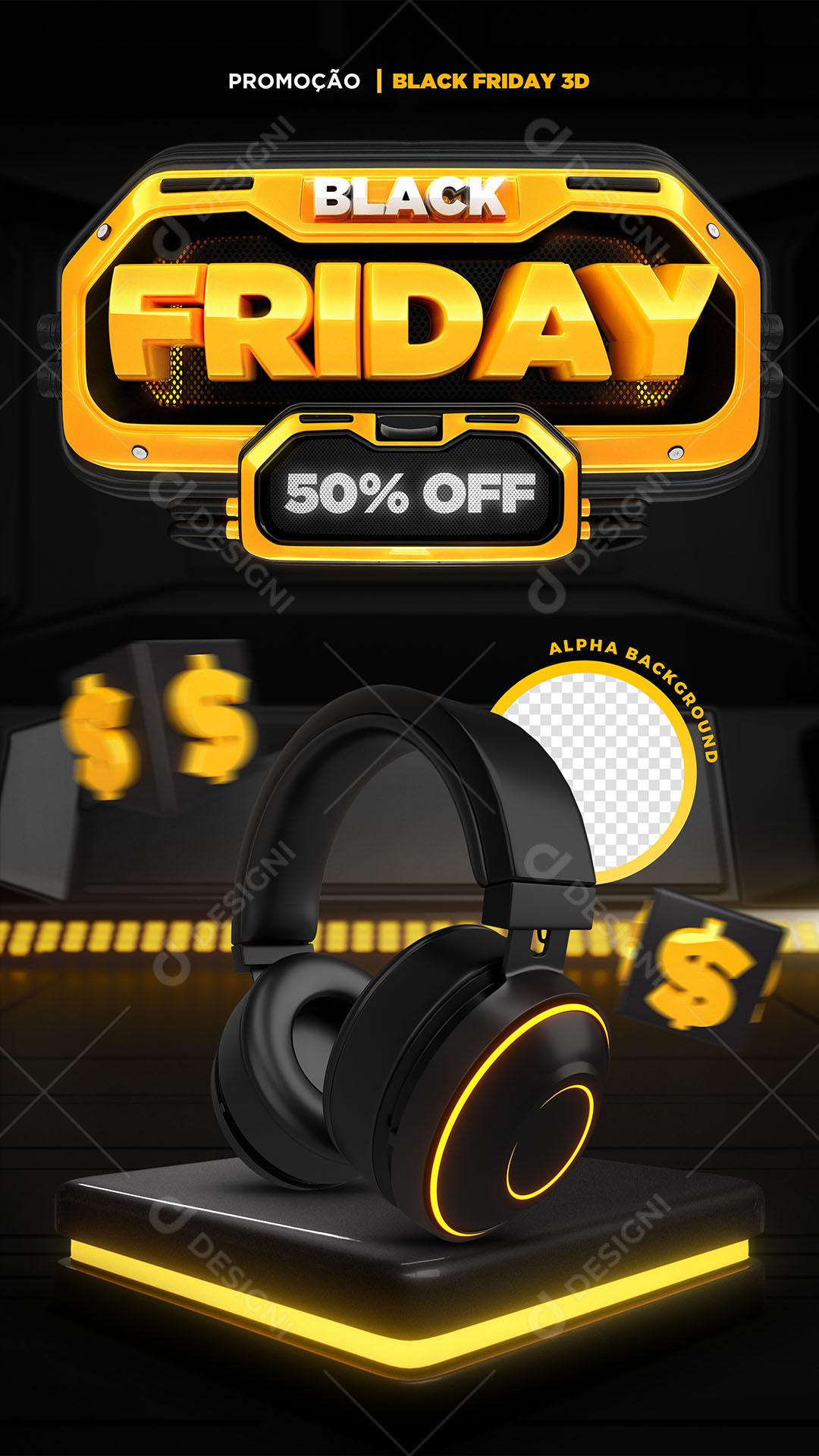 Post Story Black Friday Produto Headset Social Media PSD Editável