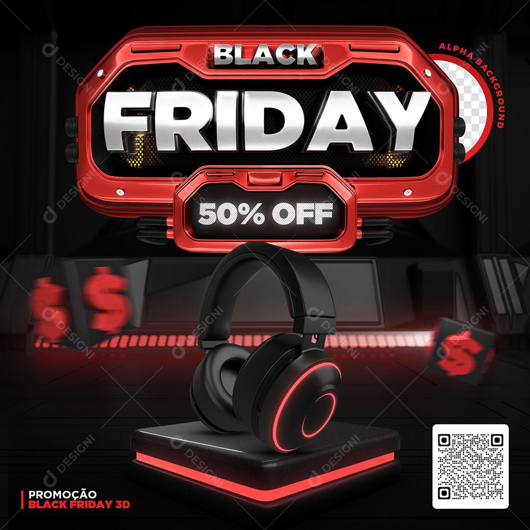 Post Feed Black Friday Produto Headset Social Media PSD Editável