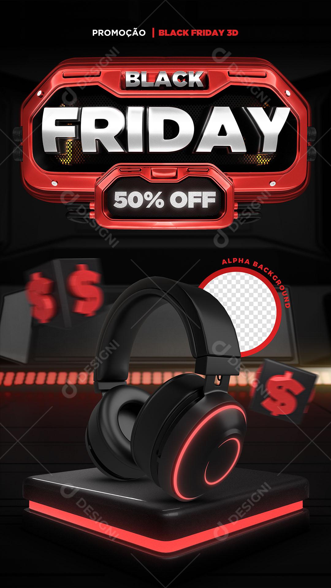 Post Story Black Friday Produto Headset Social Media PSD Editável