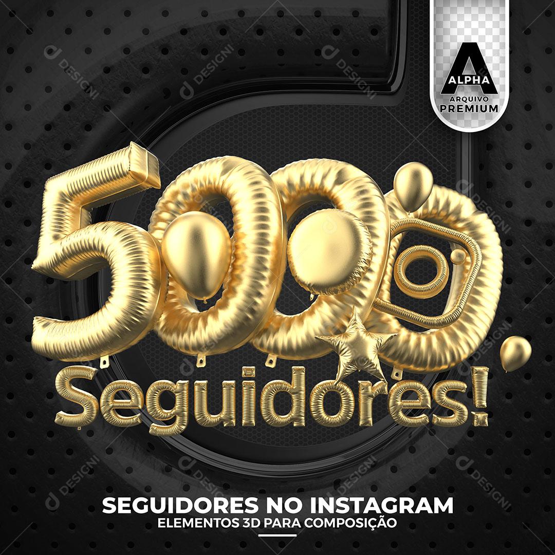 5000 Seguidores no Instagram Elemento 3D Para Composição PNG Transparente