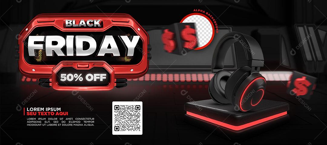 Post Banner Black Friday Produto Headset Social Media PSD Editável