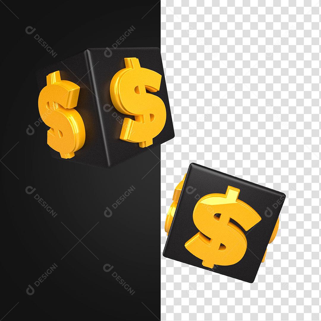 Elemento 3D Cifrão Para Composição PSD