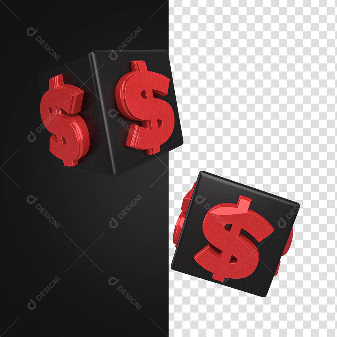 Elemento 3D Cifrão Para Composição PSD