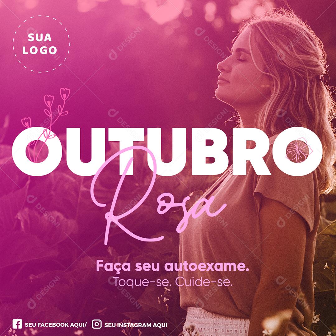 Post Feed Data Comemorativa Outubro Rosa Social Media PSD Editável