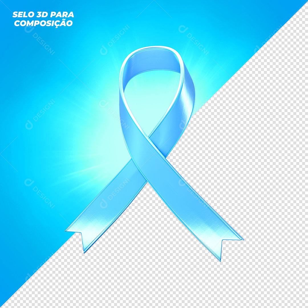 Laço Azul Elemento 3D Para Composição PNG Transparente