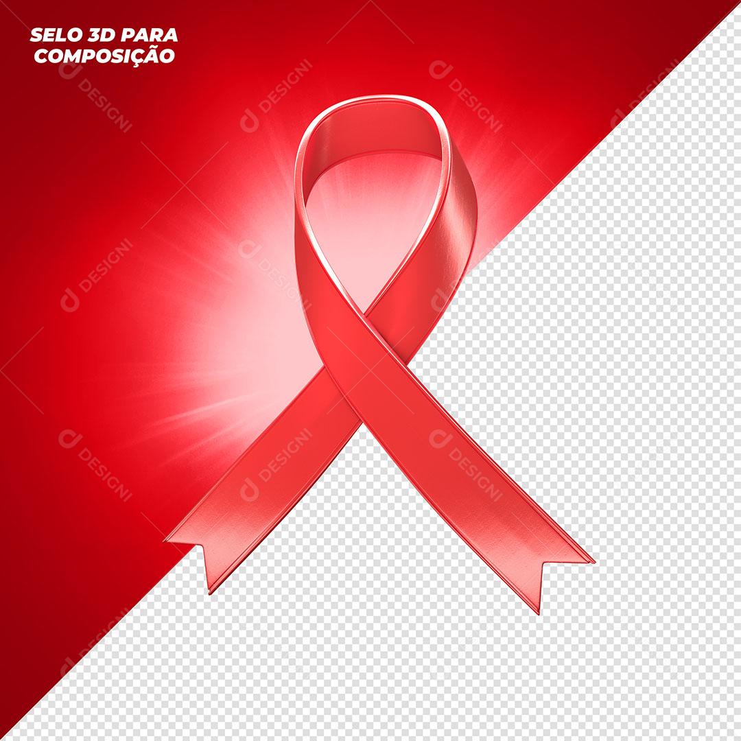 Laço Vermelho Elemento 3D Para Composição PNG Transparente