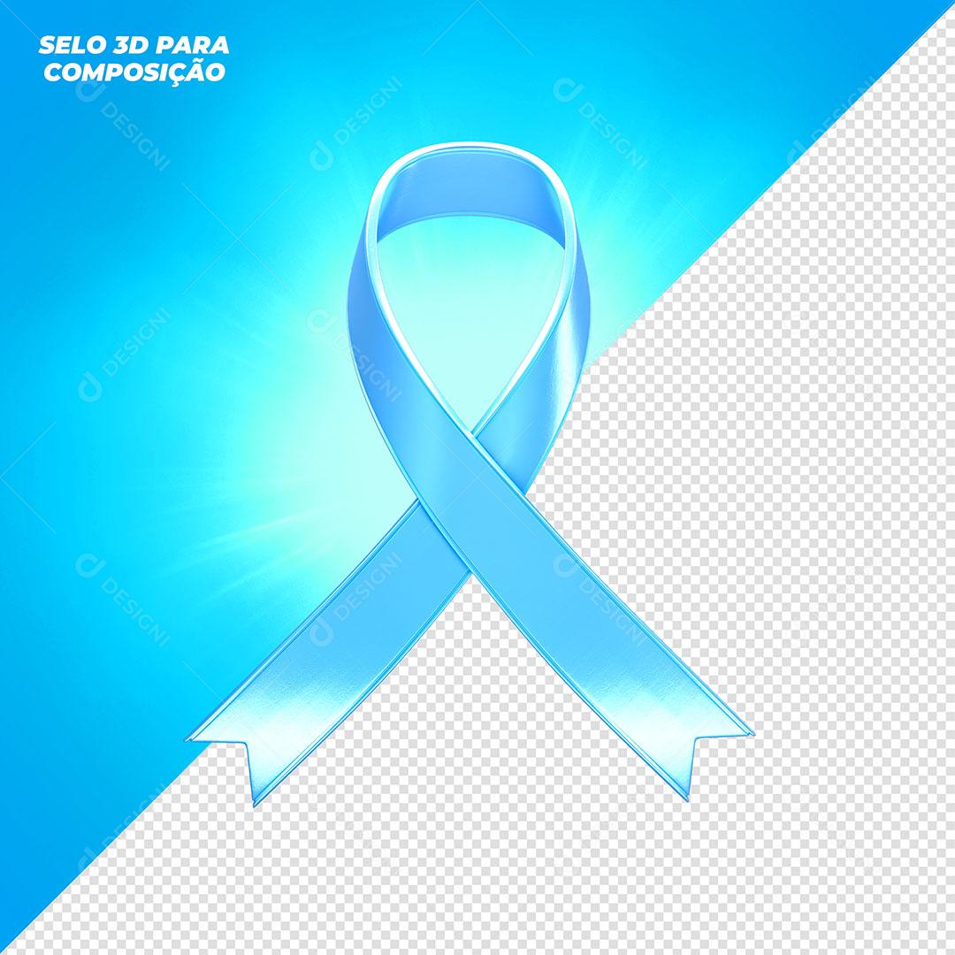 Laço Azul Elemento 3D Para Composição PNG Transparente
