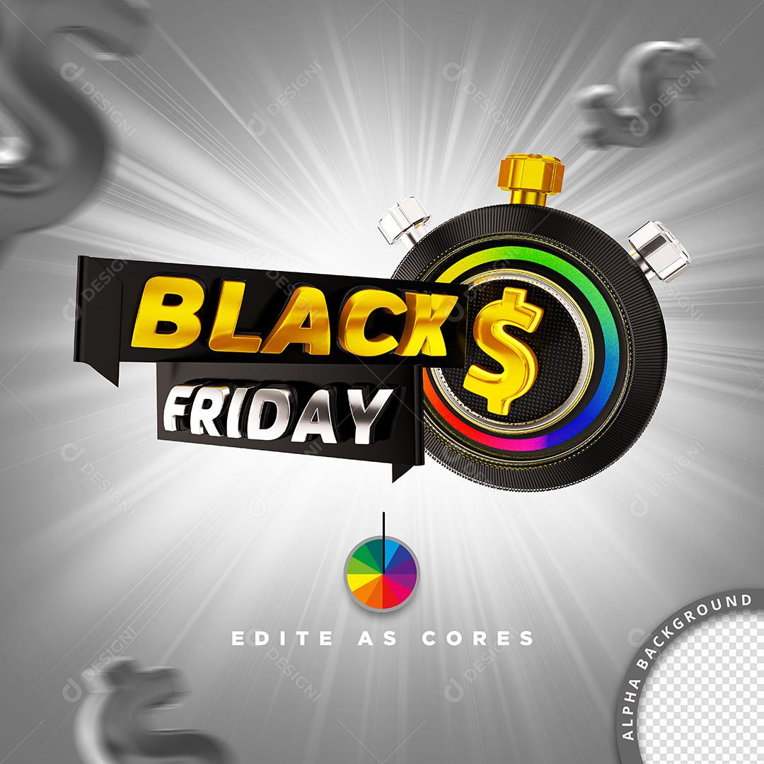 Selo 3D para Composição Black Friday PSD Cores Editáveis