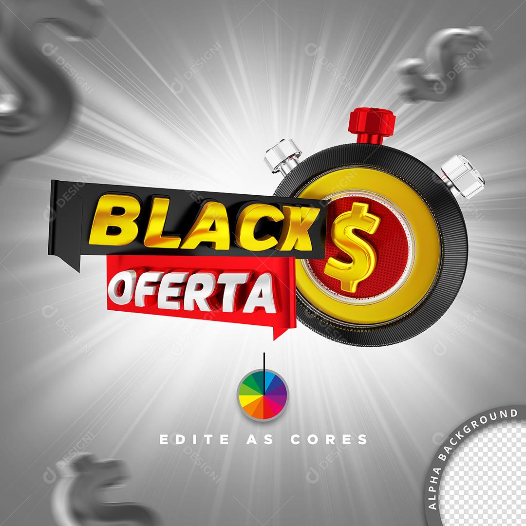 Selo 3D para Composição Black Friday PSD Cores Editáveis