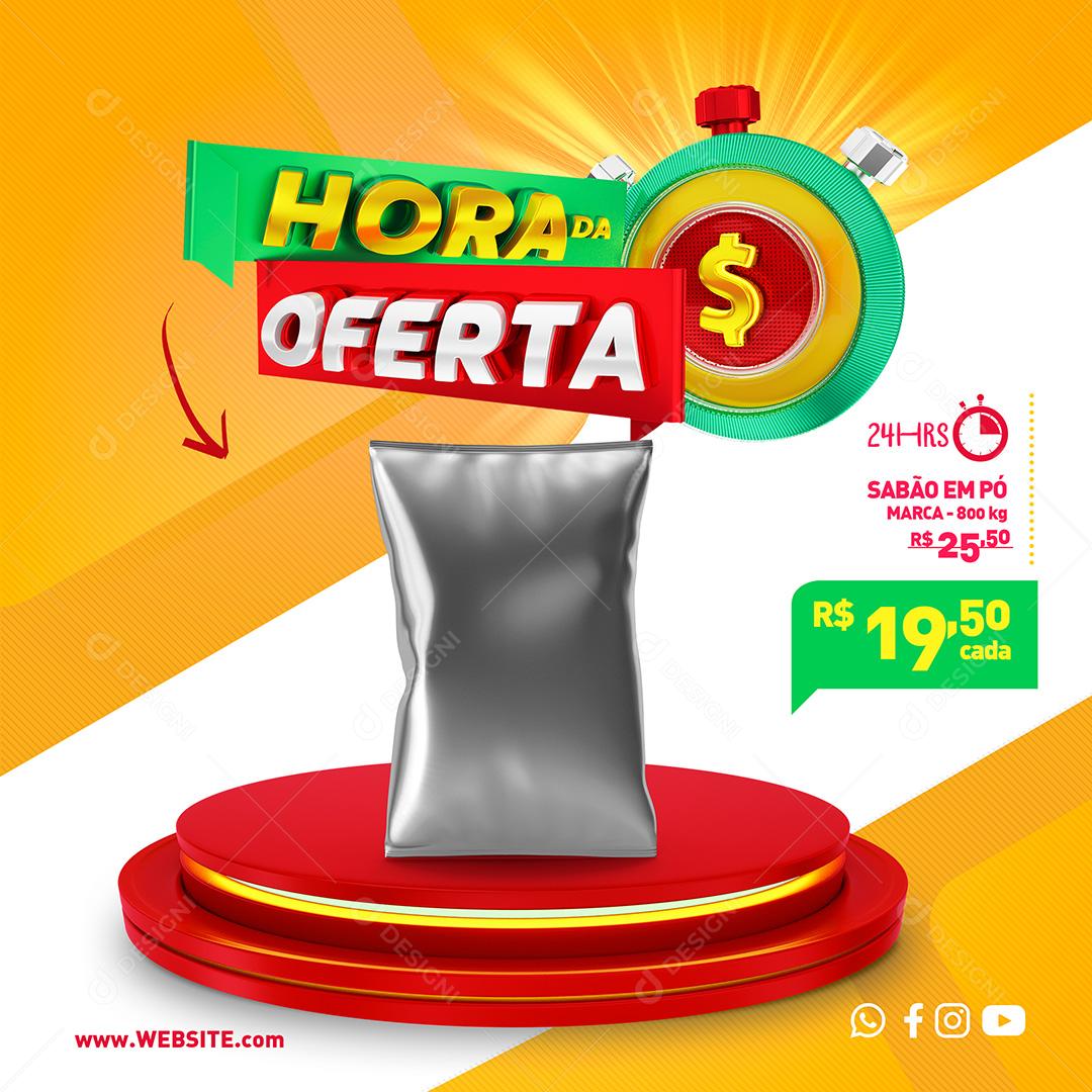 Hora da Oferta Sabão em Pó Supermercado Social Media PSD Editável
