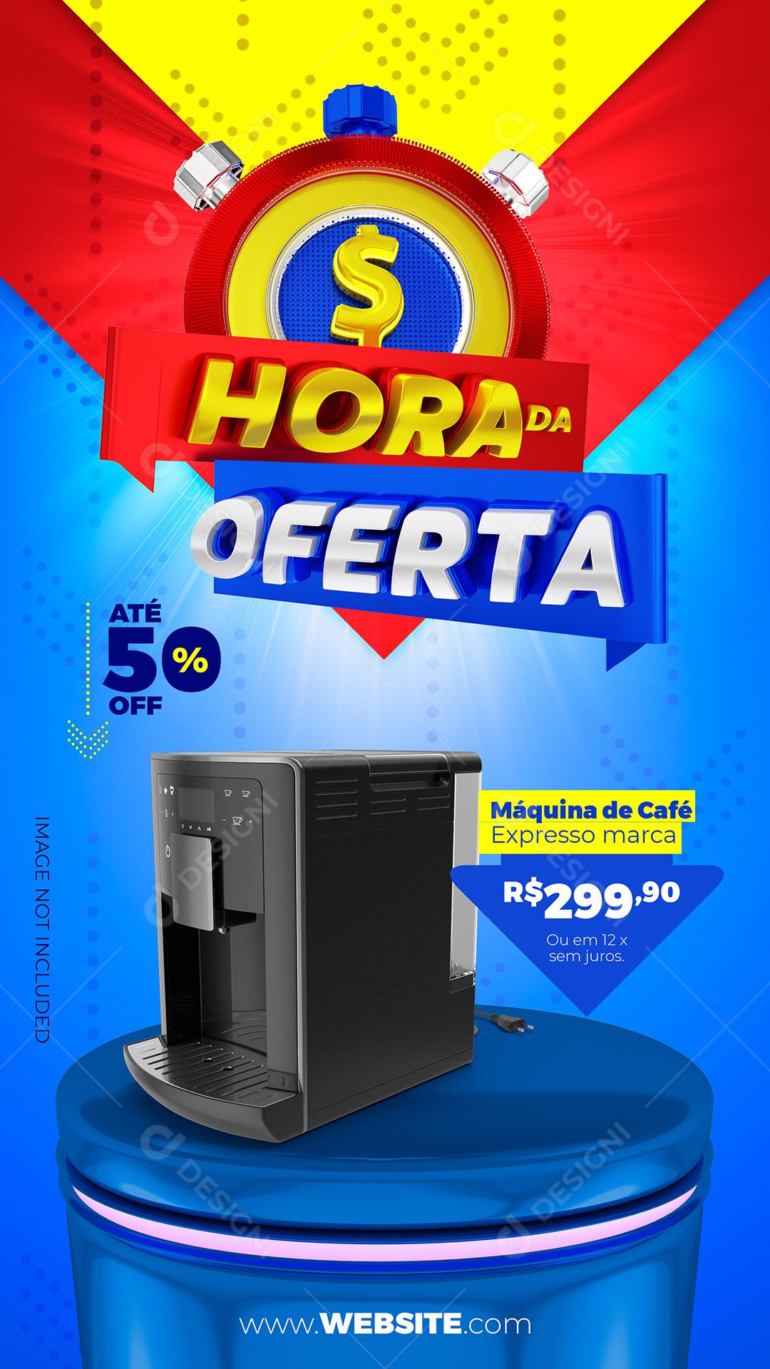 Hora da Oferta Maquina de Café Loja Social Media PSD Editável