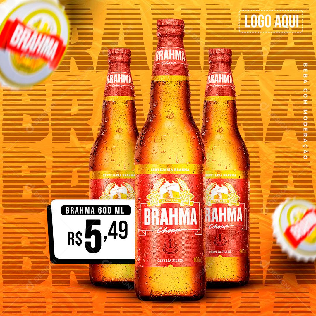 Post Feed Distribuidora Cerveja  Brahma Social Media PSD Editável