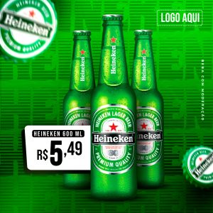 Post Feed Distribuidora Cerveja Heineken Social Media PSD Editável