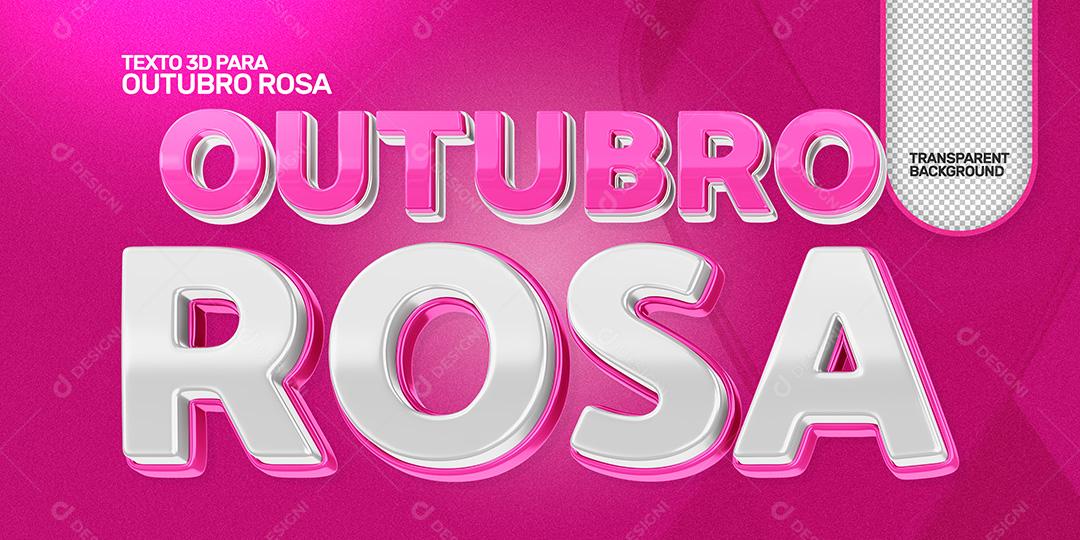 Texto 3D Outubro Rosa para Composição PSD