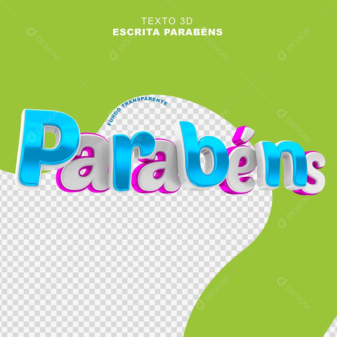 Parabéns Texto 3D Para Composição PNG Transparente