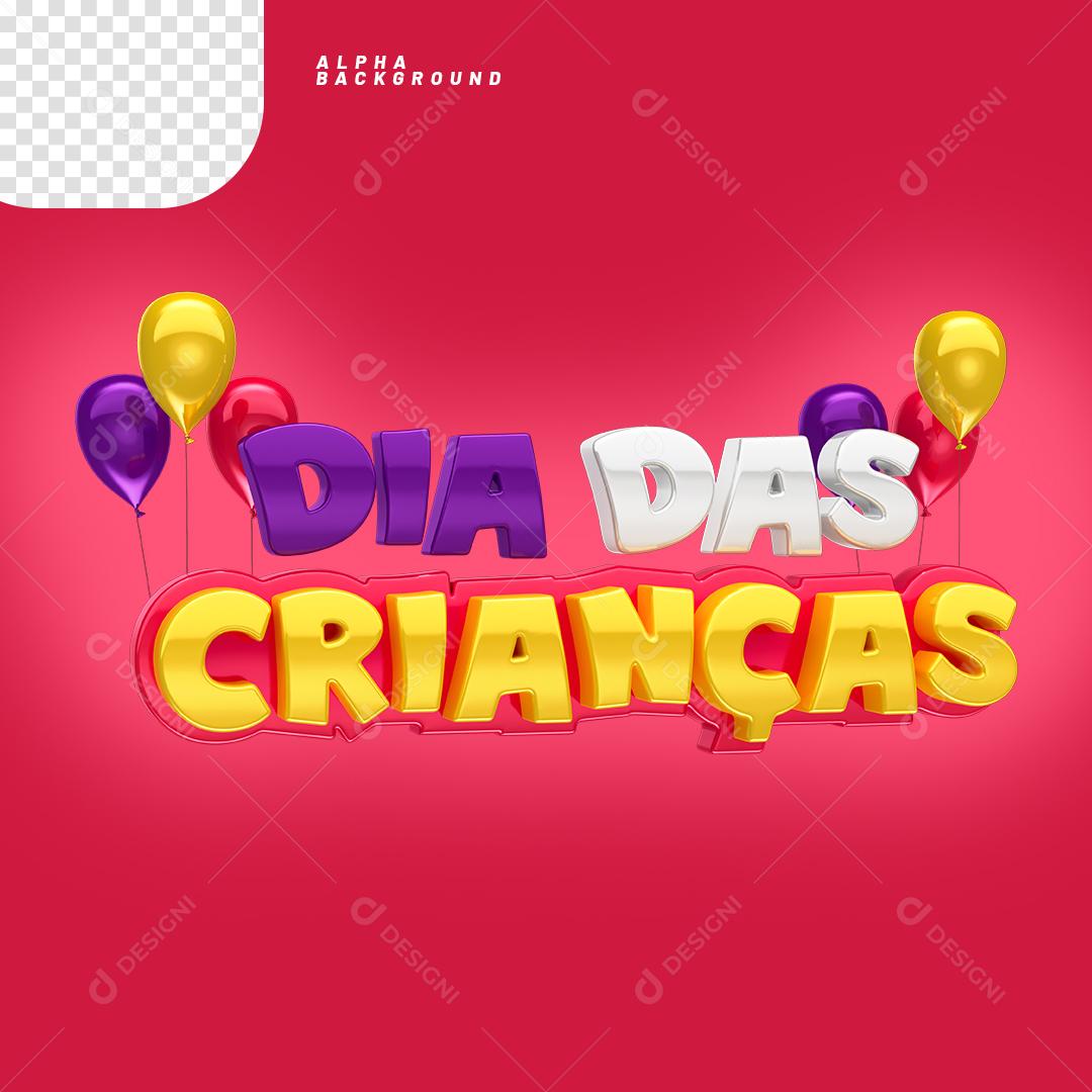 Dia das Crianças Selo 3D Para Composição PNG Transparente