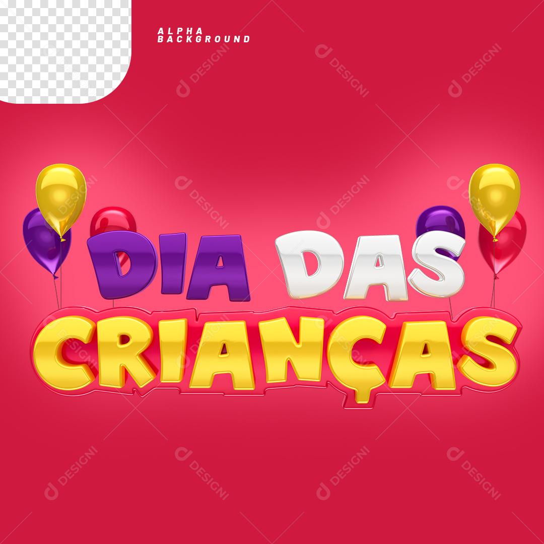 Dia das Crianças Selo 3D Para Composição PNG Transparente