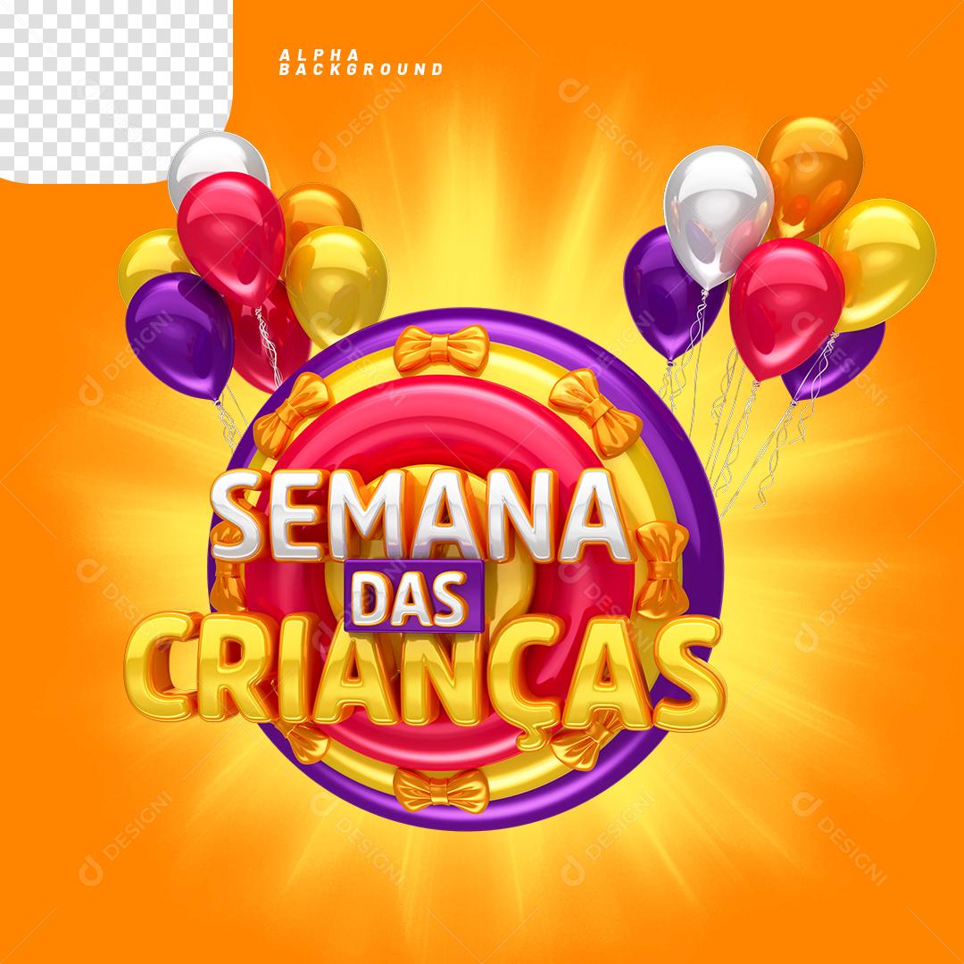 Semana das Crianças Selo 3D Para Composição PNG Transparente