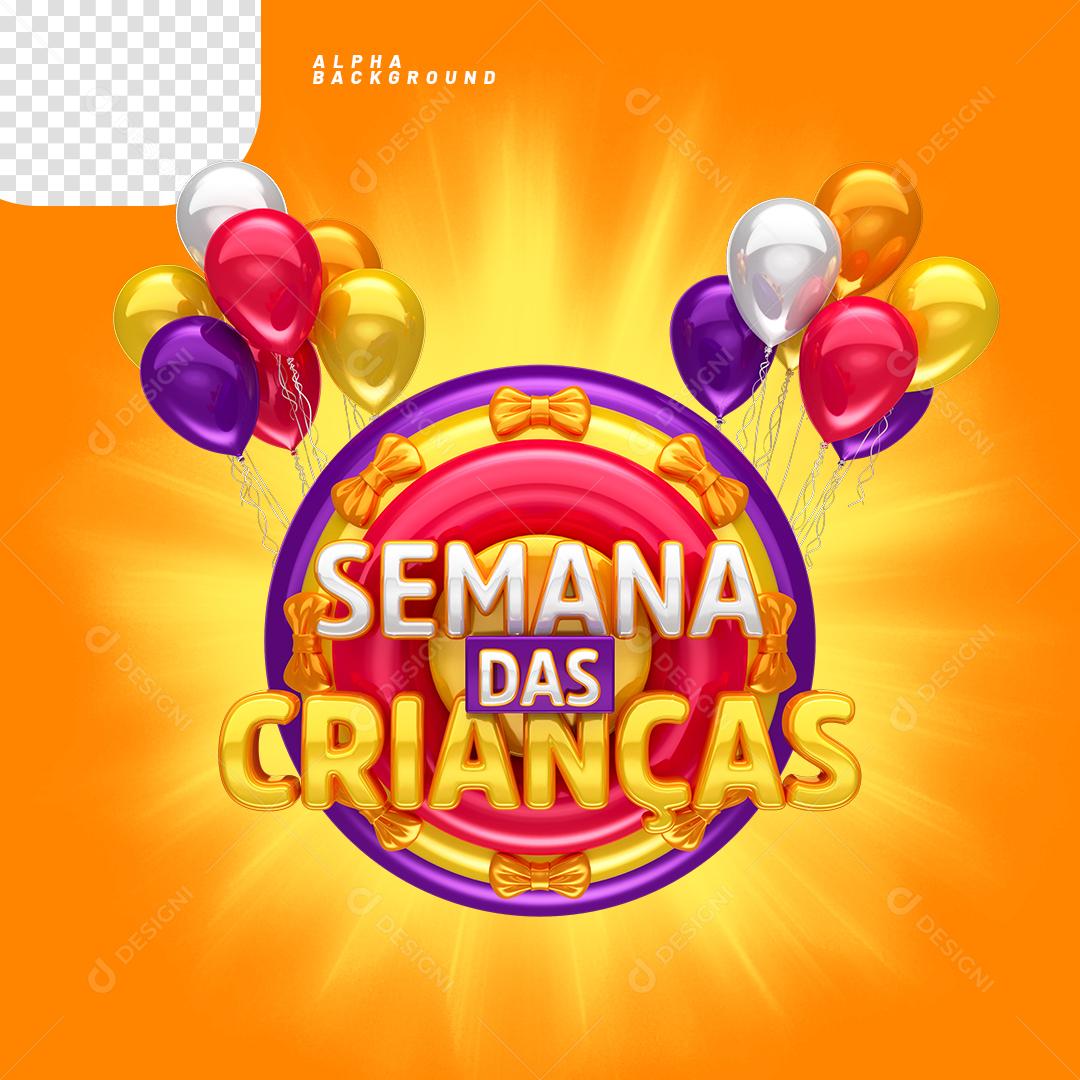 Semana das Crianças Selo 3D Para Composição PNG Transparente