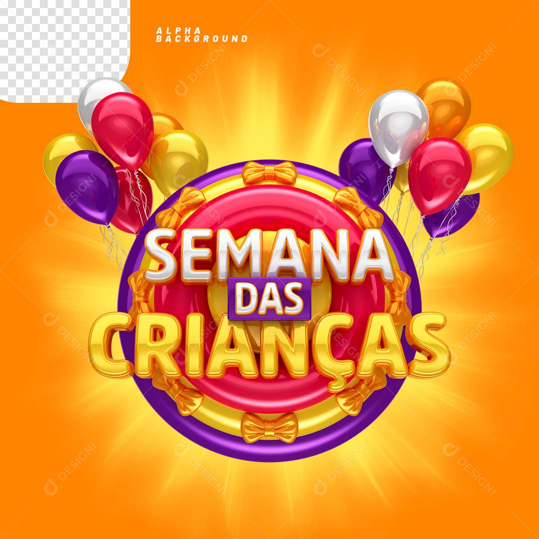 Semana das Crianças Selo 3D Para Composição PNG Transparente