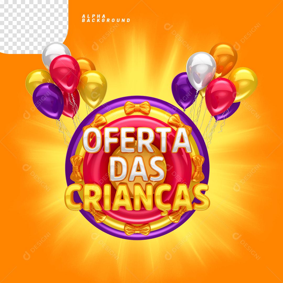 Ofertas das Crianças Selo 3D Para Composição PNG Transparente