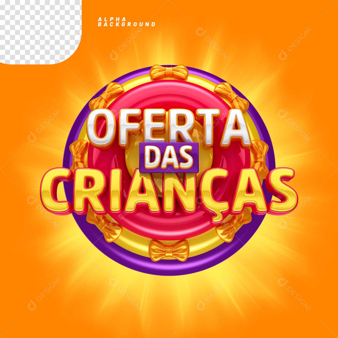 Ofertas das Crianças Selo 3D Para Composição PNG Transparente