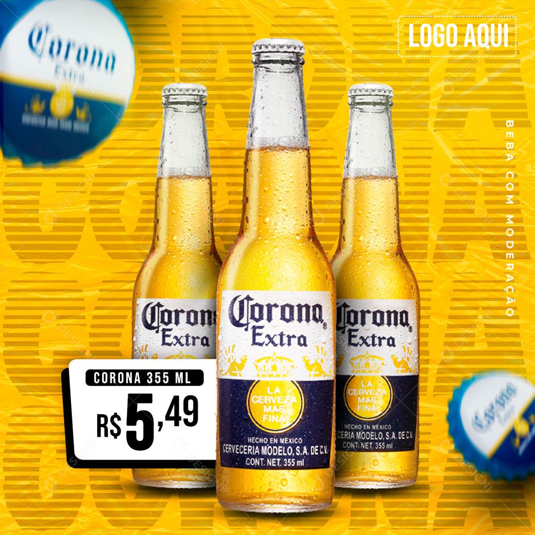 Post Feed Distribuidora Cerveja Corona Social Media PSD Editável