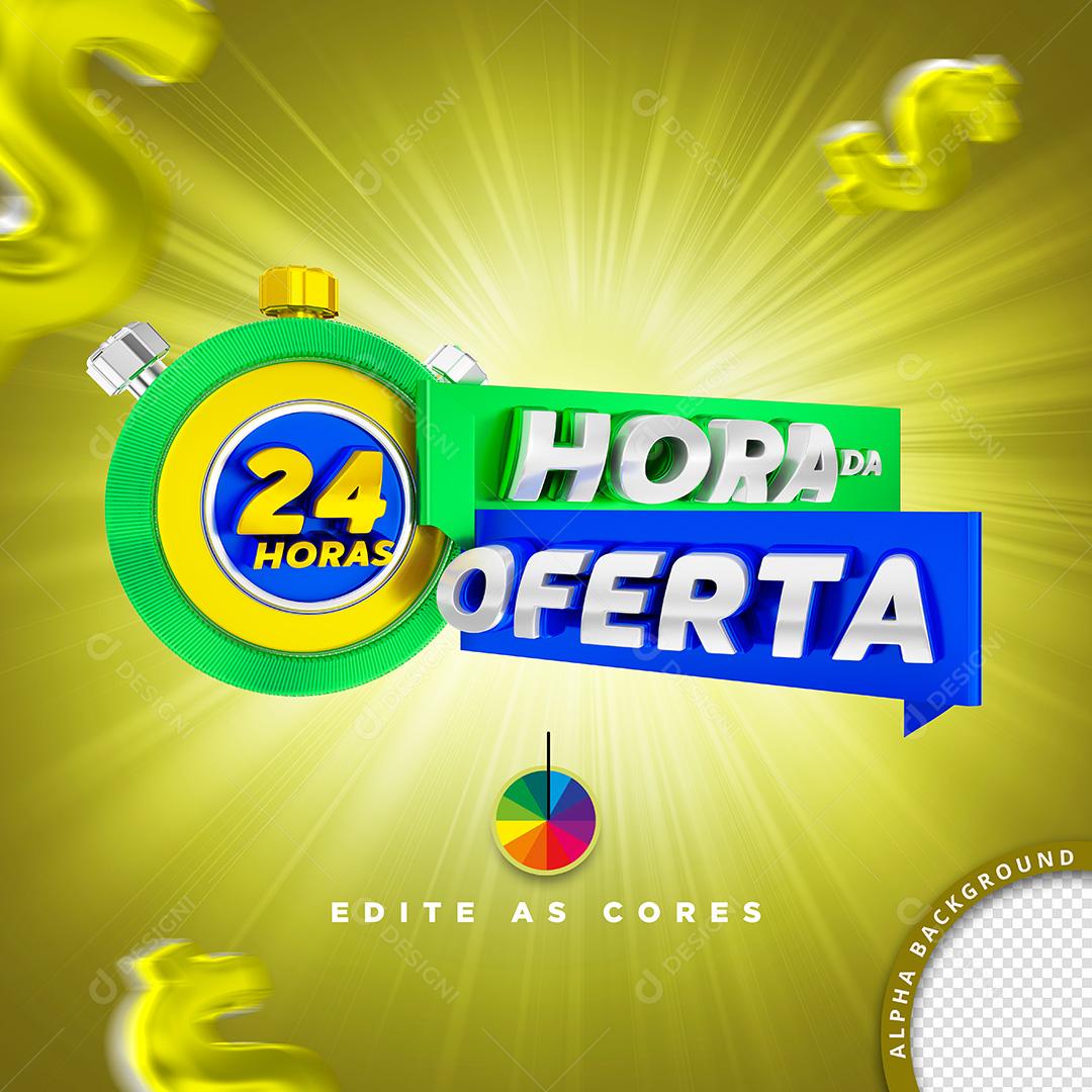 Selo 3D para Composição 24 Horas da Oferta PSD Cores Editáveis