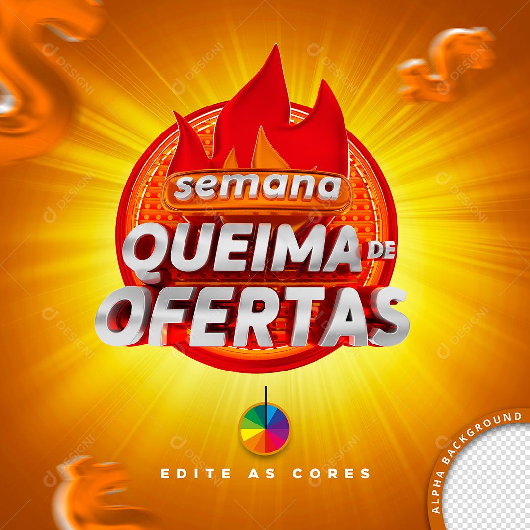 Selo 3D para Composição Queima de Ofertas PSD Cores Editáveis