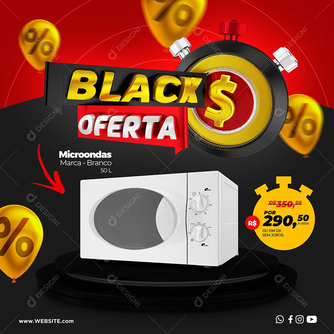 Black Oferta Micro-ondas Eletrodomésticos Social Media PSD Editável