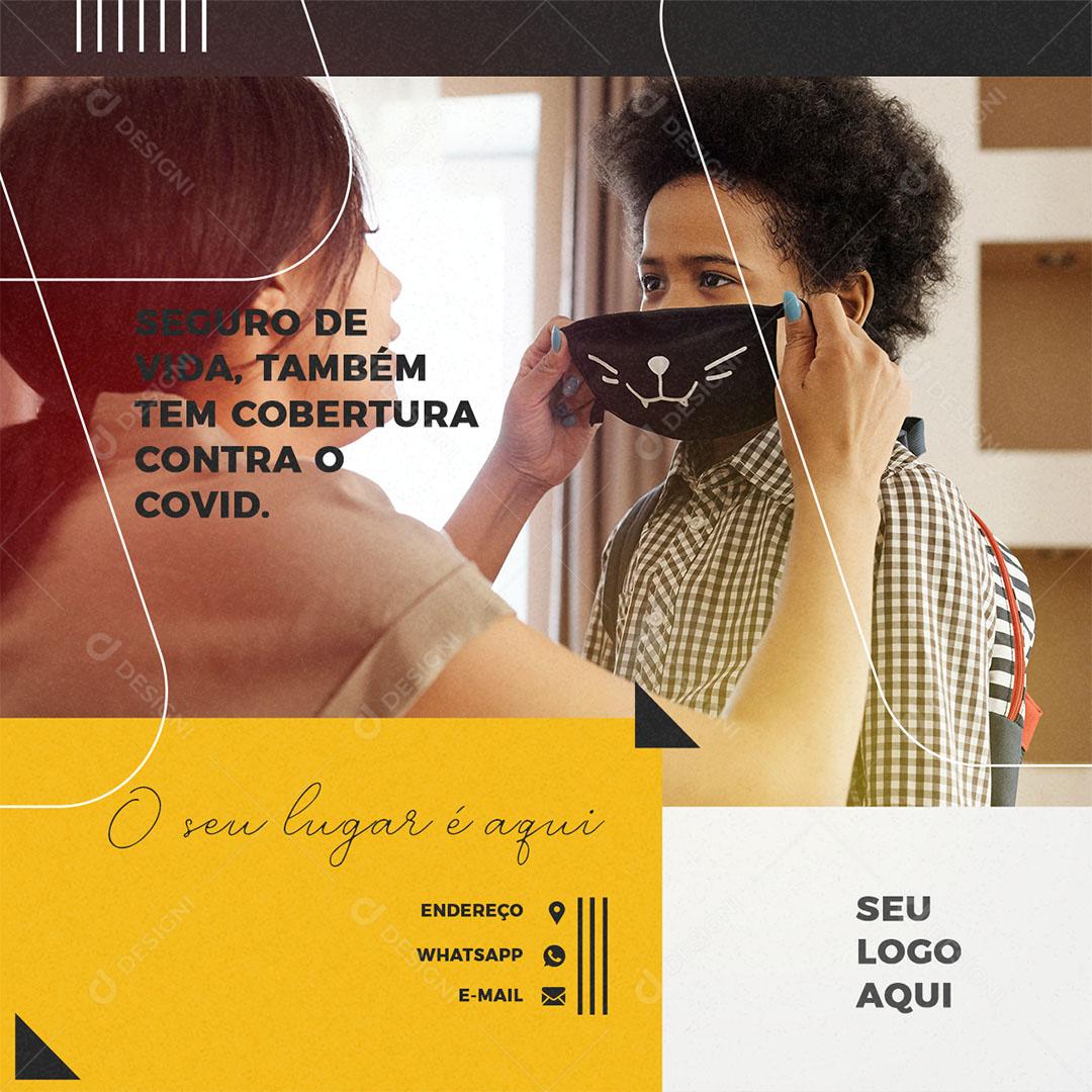 Post Feed Seguro de Vida Também Tem Cobertura Social Media PSD Editável